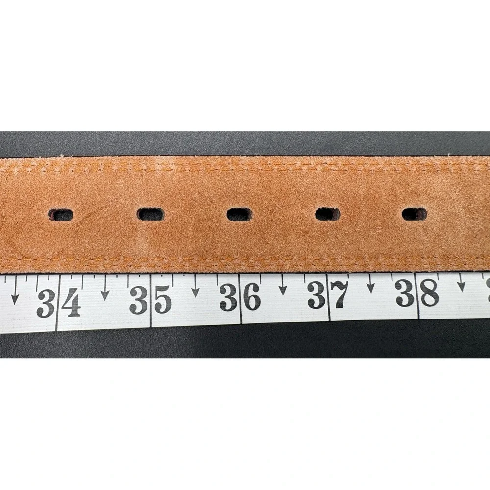 Brown Leather Genuine Belt Men's Sz 36 Silver Buckle Mahogany Brown GUC